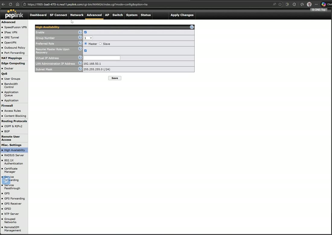 High Availability — master and slave sharing a virtual IP.