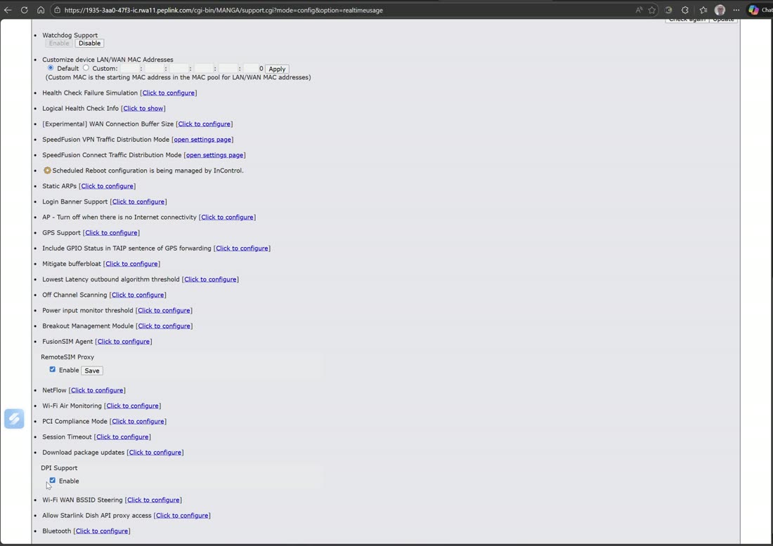 PCI compliance mode and related expert toggles in support.cgi.