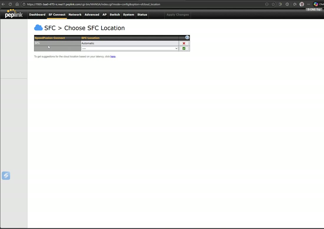 SpeedFusion Connect client mode — add up to three SpeedFusion Connect locations.