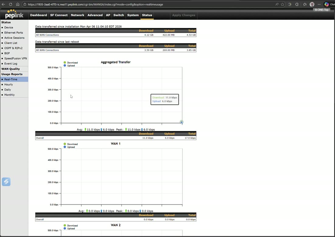 Usage reports — real-time, hourly, daily, and monthly.