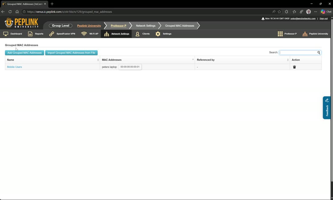 Grouped networks and group MAC addresses — reusable objects for policy.